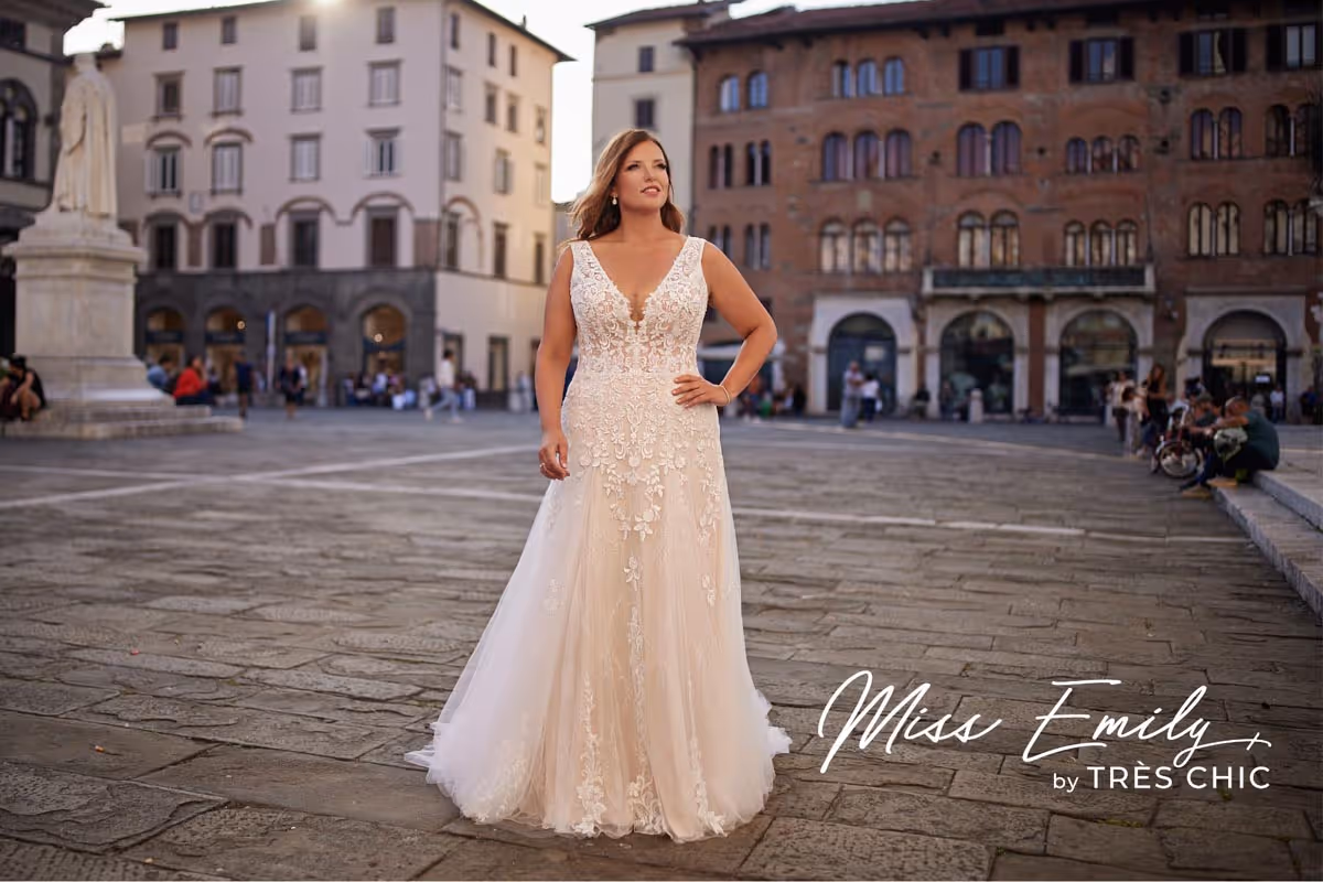 Kanten trouwjurk uit de Misse Emily Collectie