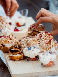 Close up van sweets op een plank