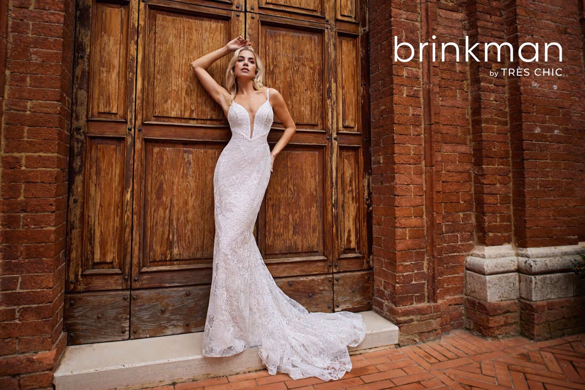 Mooie kanten zeemeermin trouwjurk uit de Brinkman collectie